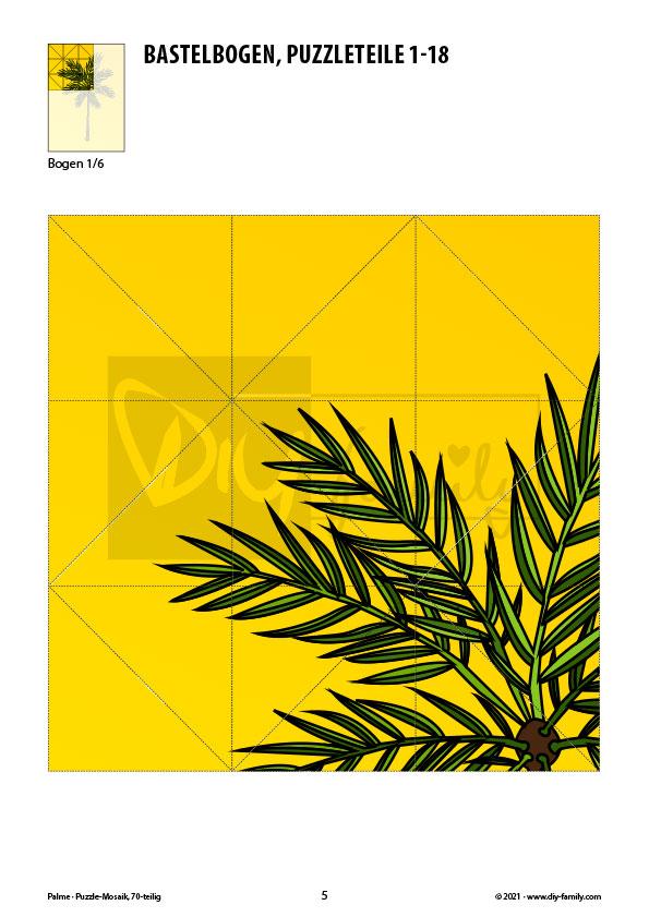 Palme – Mosaikpuzzle zum Ausschneiden und Basteln