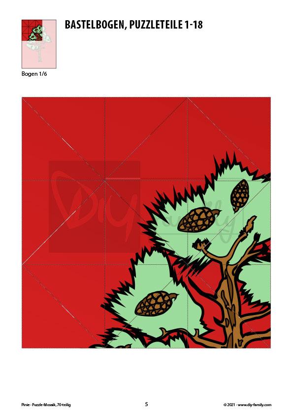 Pinie – Mosaikpuzzle zum Ausschneiden und Basteln
