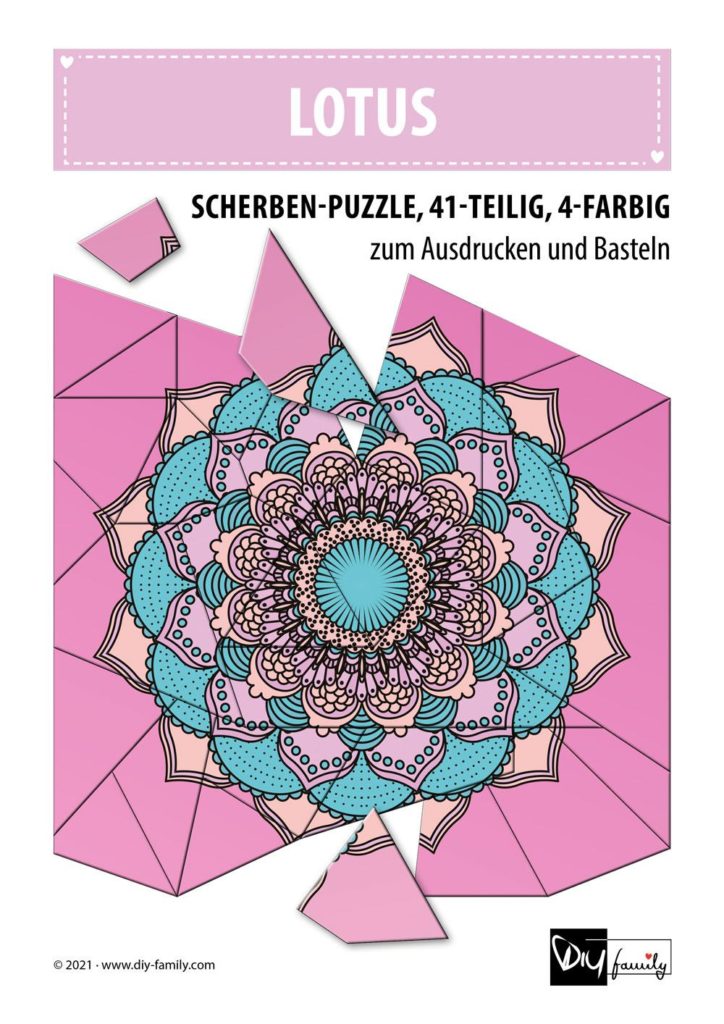 Lotus – Scherben-Puzzle zum Ausdrucken und Ausschneiden