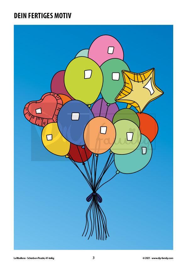 Luftballons – Scherben-Puzzle zum Ausdrucken und Ausschneiden