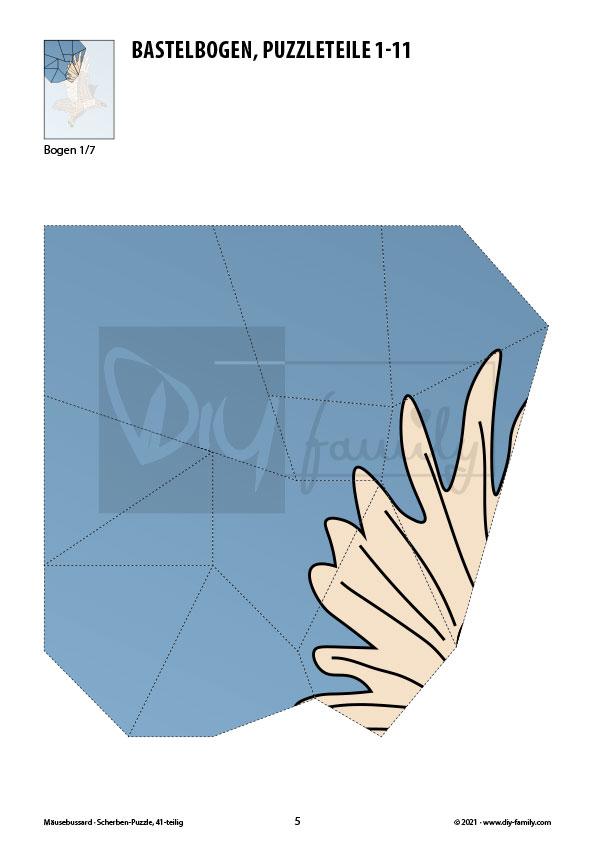 Mäusebussard – Scherben-Puzzle zum Ausdrucken und Ausschneiden
