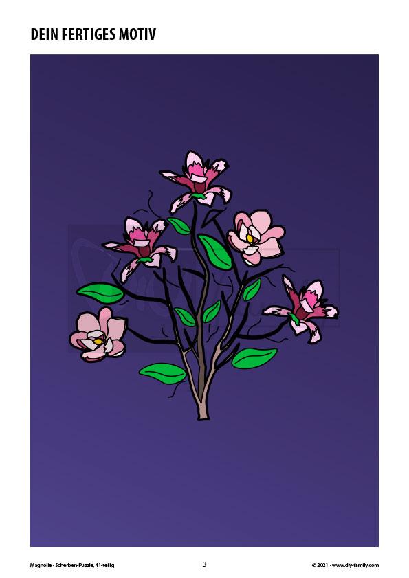 Magnolie – Scherben-Puzzle zum Ausdrucken und Ausschneiden