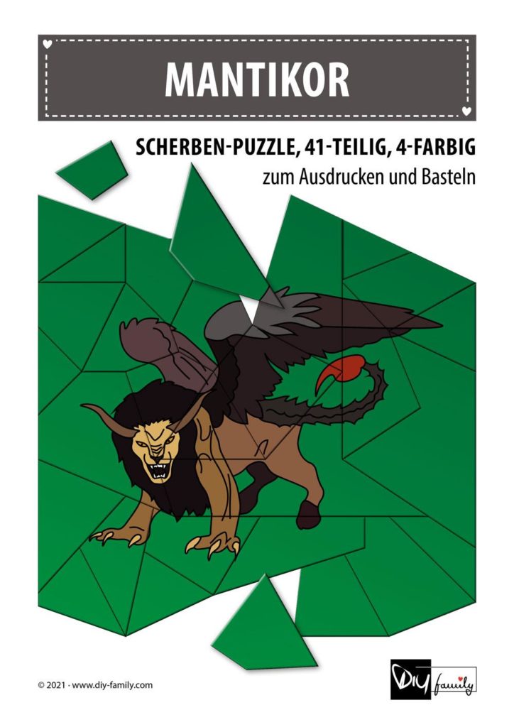 Mantikor – Scherben-Puzzle zum Ausdrucken und Ausschneiden