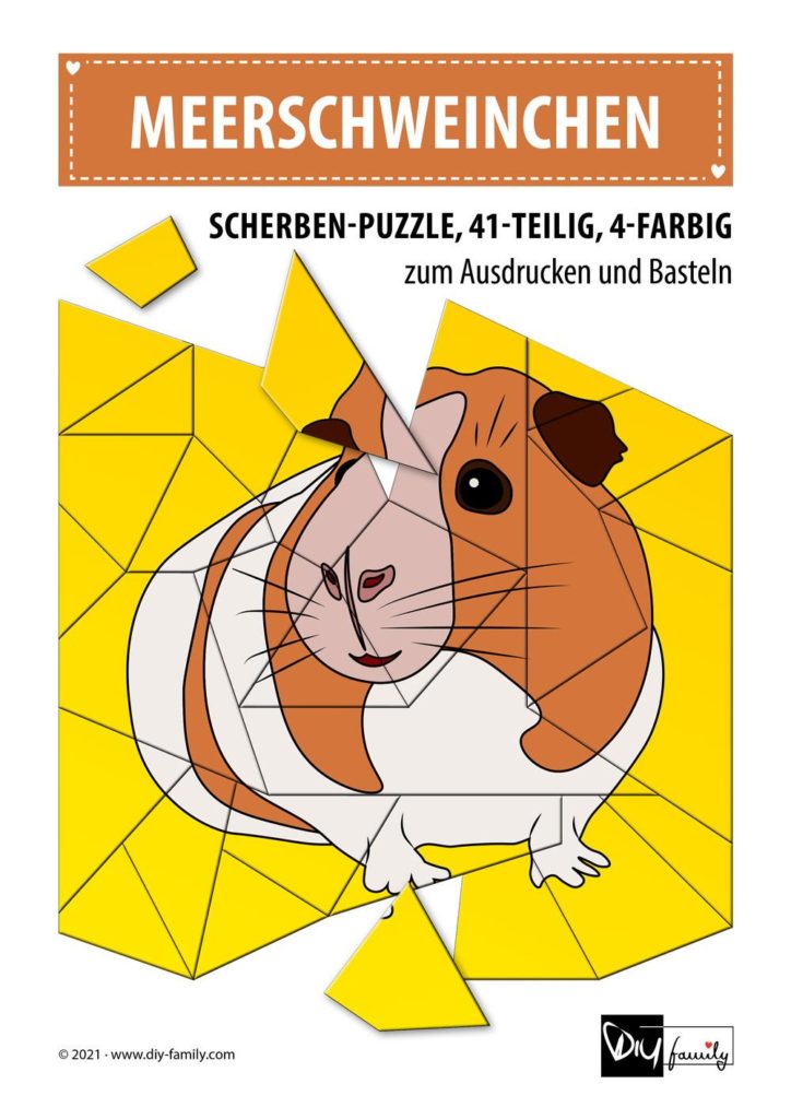 Meerschweinchen – Scherben-Puzzle zum Ausdrucken und Ausschneiden