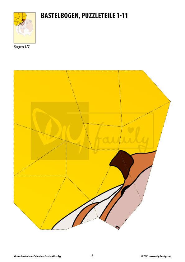 Meerschweinchen – Scherben-Puzzle zum Ausdrucken und Ausschneiden