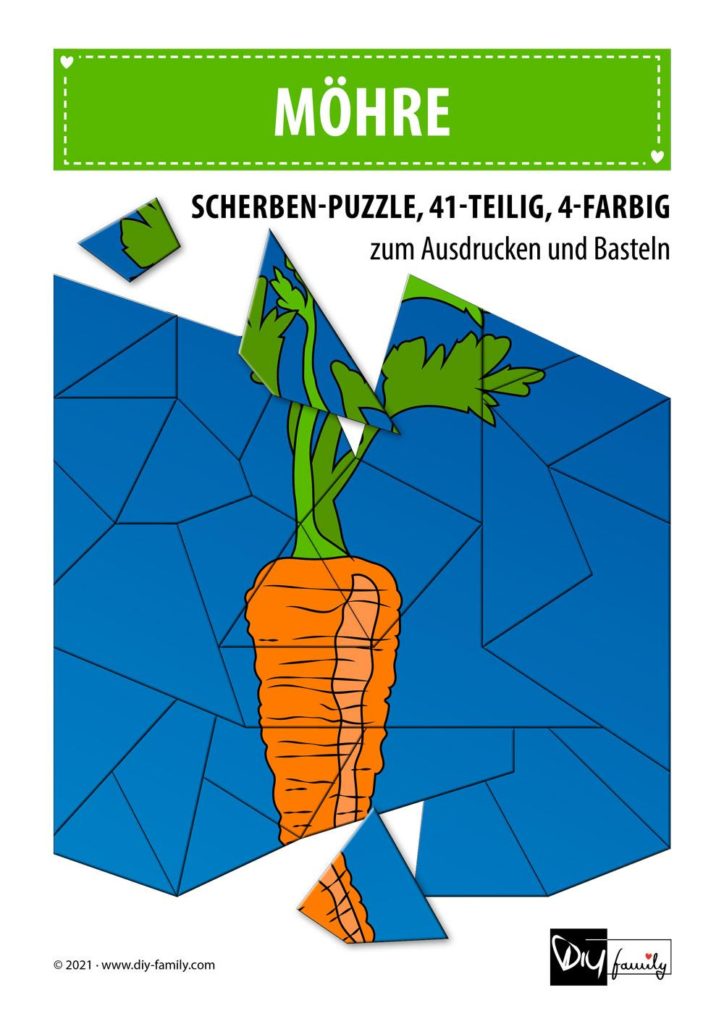Möhre – Scherben-Puzzle zum Ausdrucken und Ausschneiden