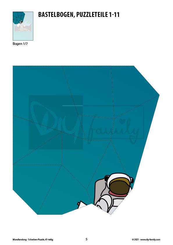 Mondlandung – Scherben-Puzzle zum Ausdrucken und Ausschneiden