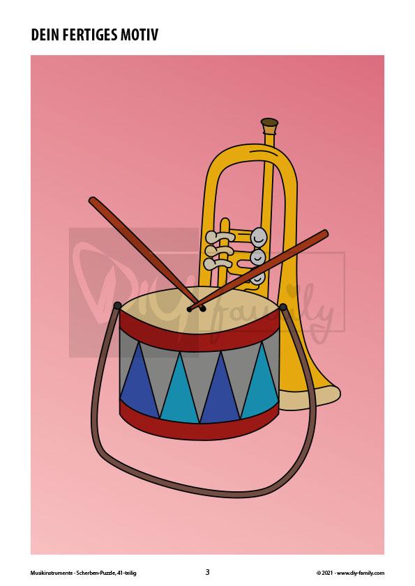 Musikinstrumente – Scherben-Puzzle zum Ausdrucken und Ausschneiden