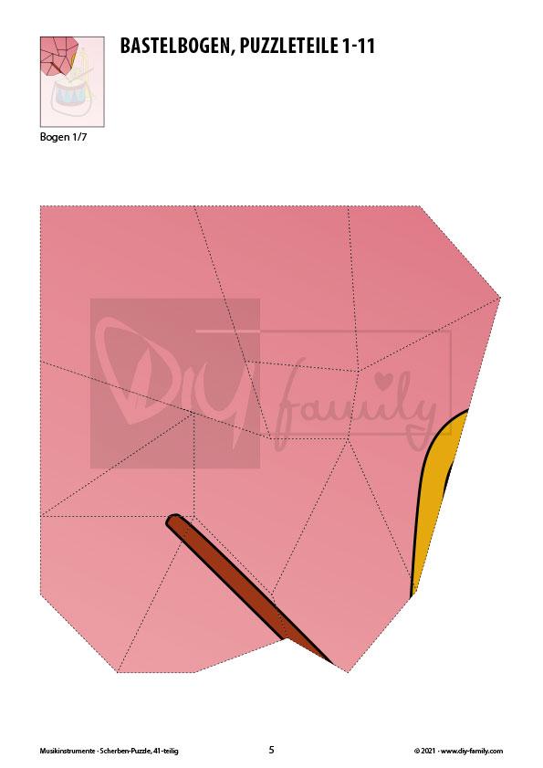 Musikinstrumente – Scherben-Puzzle zum Ausdrucken und Ausschneiden