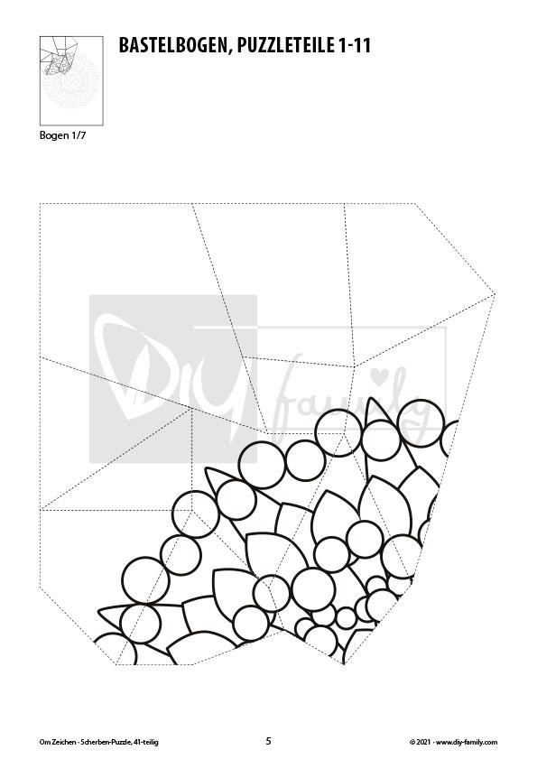 OM-Zeichen – Scherben-Puzzle zum Ausdrucken, Ausschneiden und Ausmalen