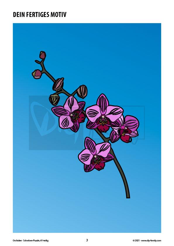 Orchidee – Scherben-Puzzle zum Ausdrucken und Ausschneiden