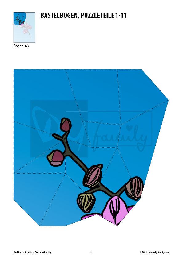 Orchidee – Scherben-Puzzle zum Ausdrucken und Ausschneiden