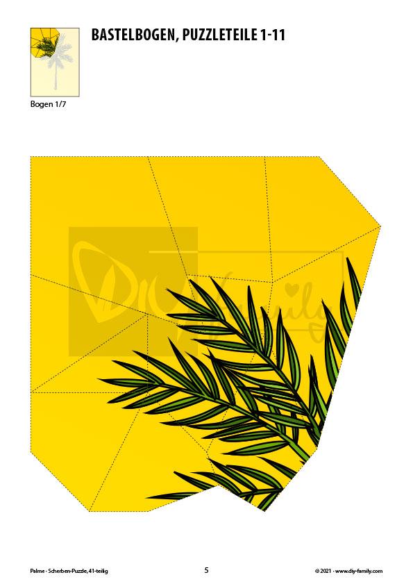 Palme – Scherben-Puzzle zum Ausdrucken und Ausschneiden