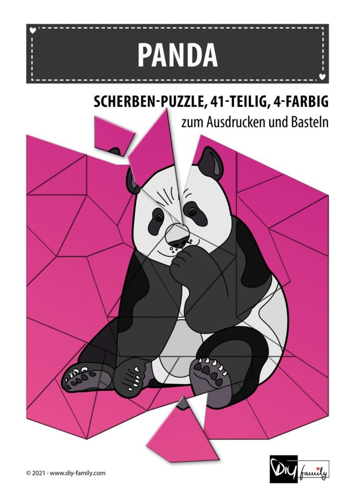 Panda – Scherben-Puzzle zum Ausdrucken und Ausschneiden