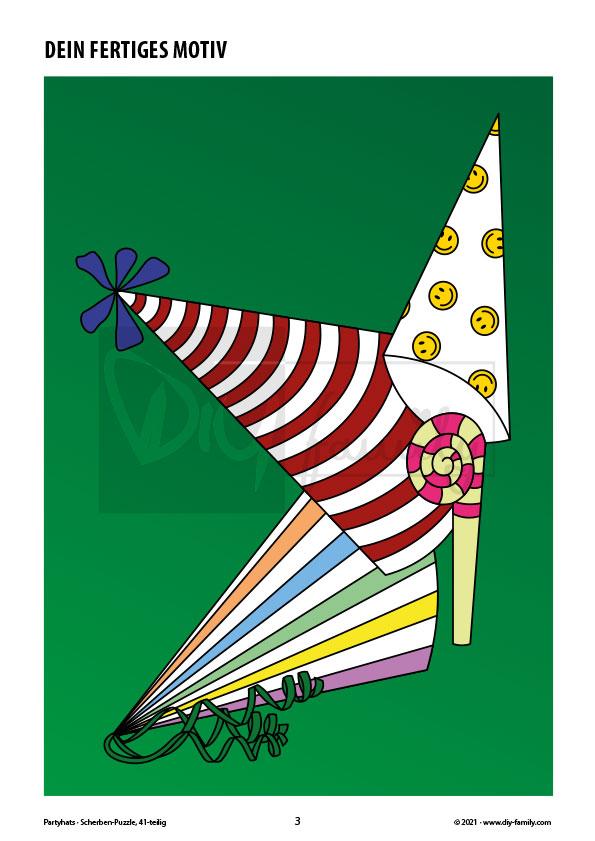 Partyhats – Scherben-Puzzle zum Ausdrucken und Ausschneiden