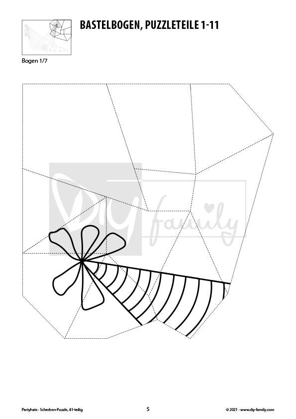 Partyhats – Scherben-Puzzle zum Ausdrucken, Ausschneiden und Ausmalen