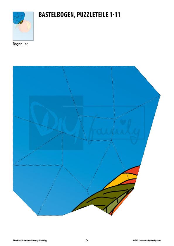 Pfirsich – Scherben-Puzzle zum Ausdrucken und Ausschneiden