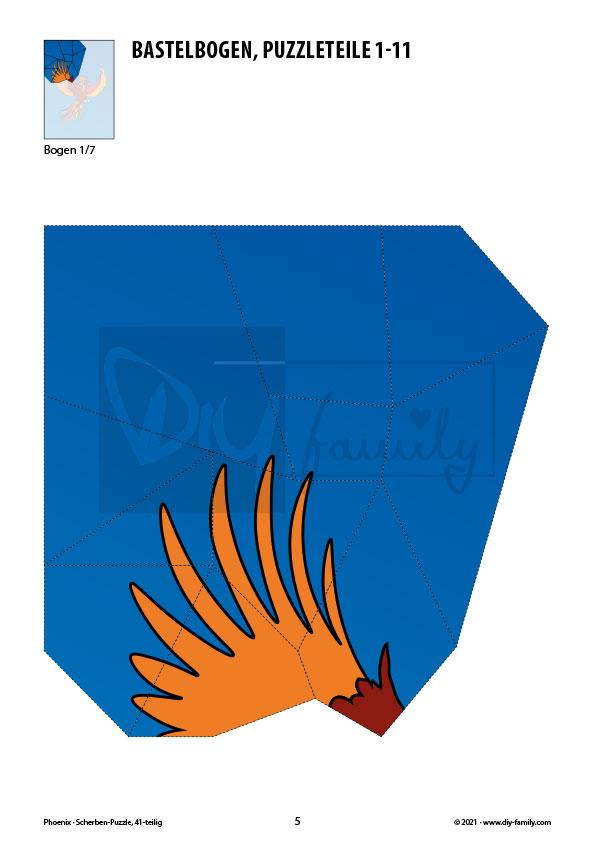 Phoenix – Scherben-Puzzle zum Ausdrucken und Ausschneiden