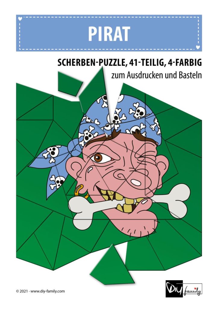 Pirat – Scherben-Puzzle zum Ausdrucken und Ausschneiden