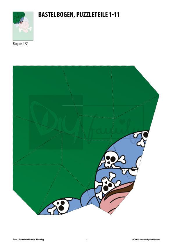 Pirat – Scherben-Puzzle zum Ausdrucken und Ausschneiden