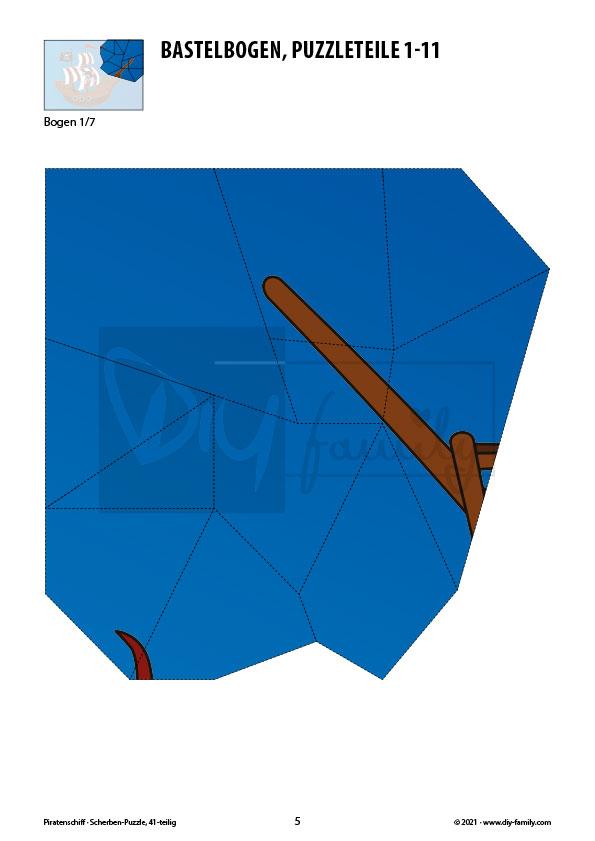 Piratenschiff – Scherben-Puzzle zum Ausdrucken und Ausschneiden