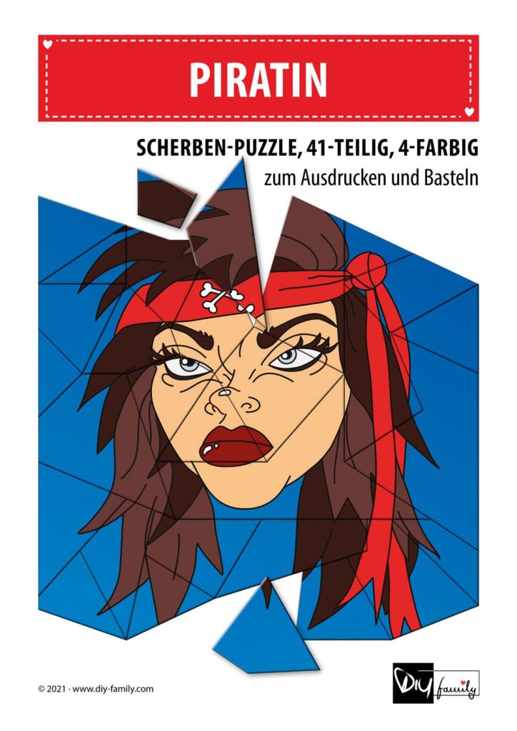 Piratin – Scherben-Puzzle zum Ausdrucken und Ausschneiden