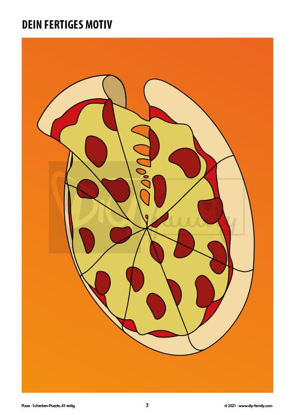 Pizza – Scherben-Puzzle zum Ausdrucken und Ausschneiden