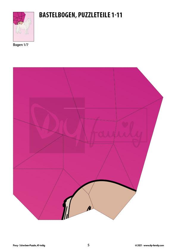 Pony – Scherben-Puzzle zum Ausdrucken und Ausschneiden