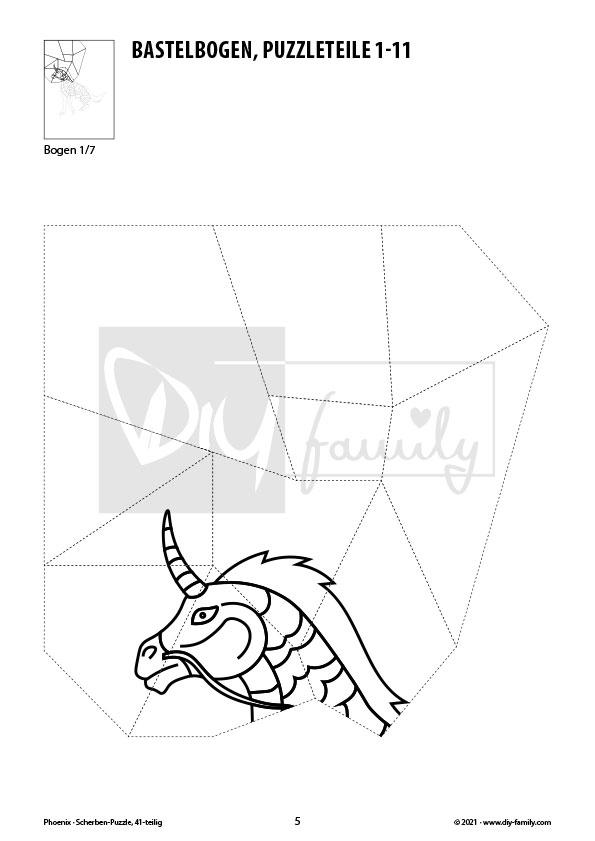 Quilin – Scherben-Puzzle zum Ausdrucken, Ausschneiden und Ausmalen