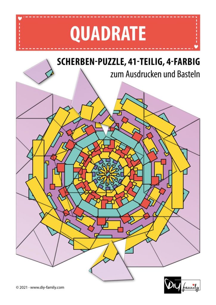 Quadrate – Scherben-Puzzle zum Ausdrucken und Ausschneiden