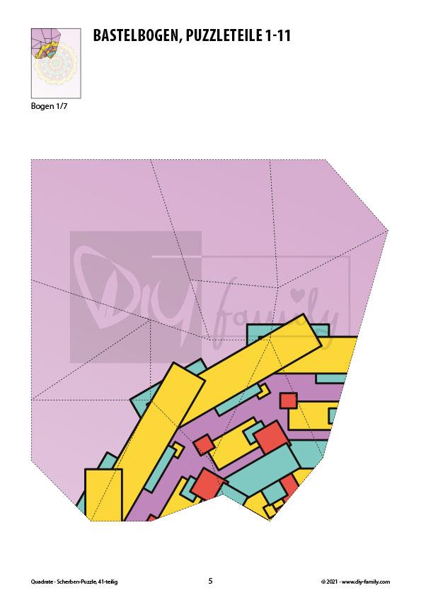 Quadrate – Scherben-Puzzle zum Ausdrucken und Ausschneiden
