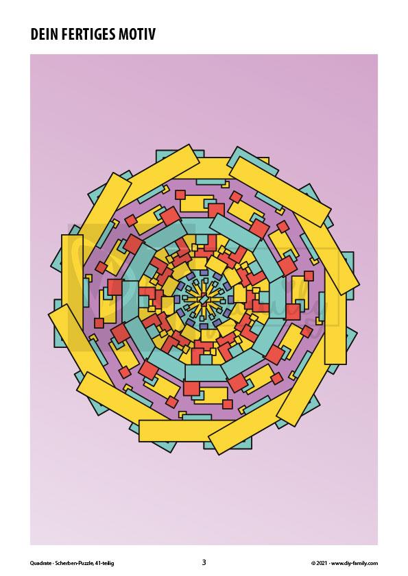 Quadrate – Scherben-Puzzle zum Ausdrucken, Ausschneiden und Ausmalen