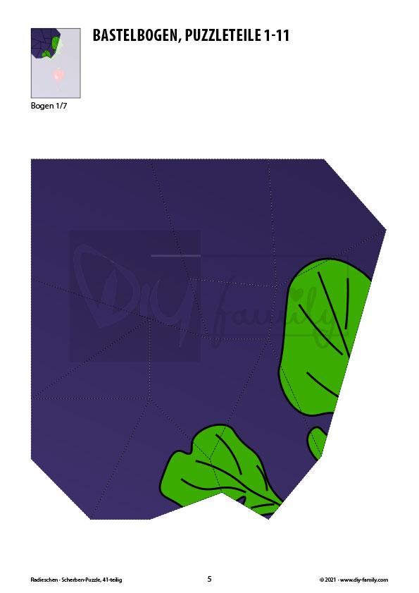 Radieschen – Scherben-Puzzle zum Ausdrucken und Ausschneiden