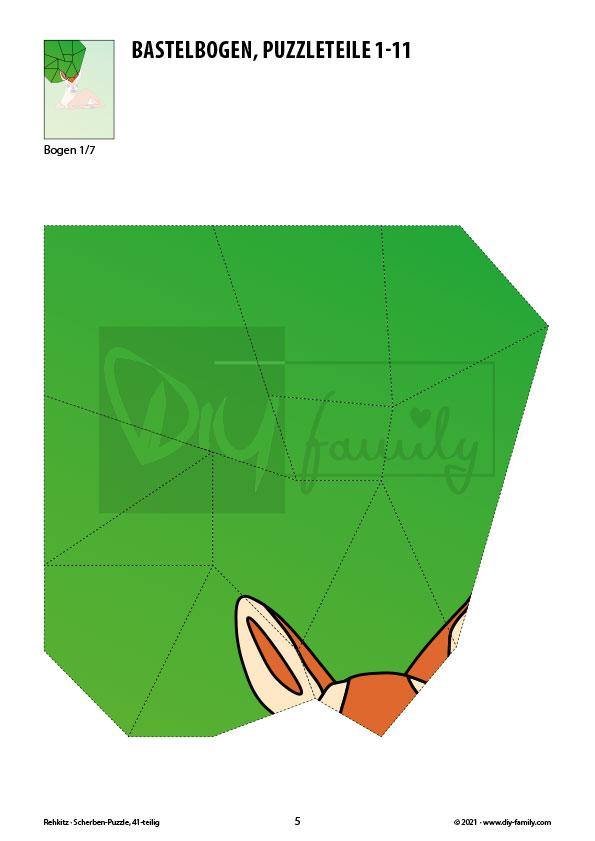 Rehkitz – Scherben-Puzzle zum Ausdrucken und Ausschneiden