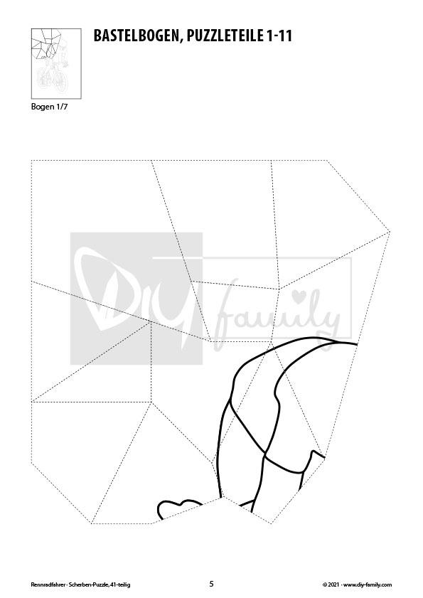 Rennradfahrer – Scherben-Puzzle zum Ausdrucken, Ausschneiden und Ausmalen