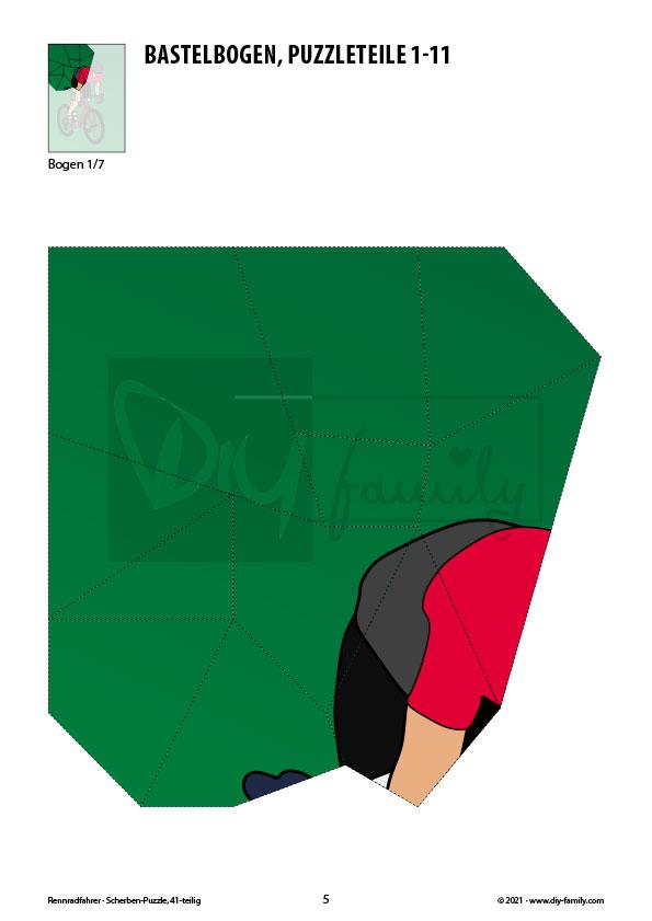 Rennradfahrer – Scherben-Puzzle zum Ausdrucken und Ausschneiden