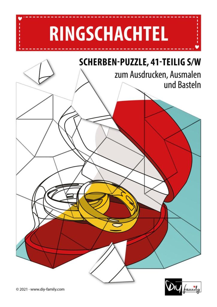 Ringschachtel – Scherben-Puzzle zum Ausdrucken, Ausschneiden und Ausmalen