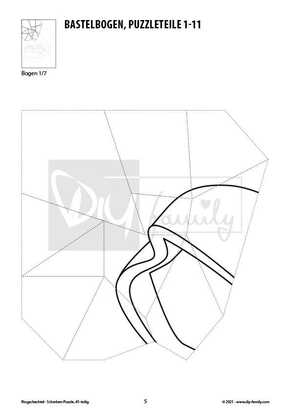 Ringschachtel – Scherben-Puzzle zum Ausdrucken, Ausschneiden und Ausmalen