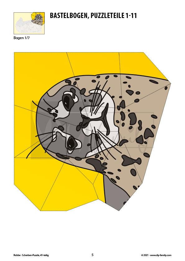 Robbe – Scherben-Puzzle zum Ausdrucken und Ausschneiden