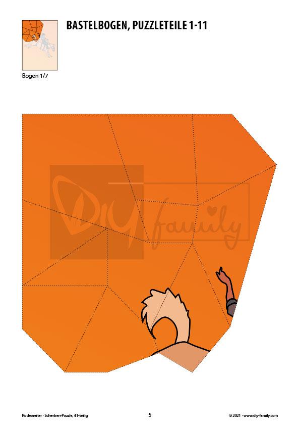 Rodeoreiter – Scherben-Puzzle zum Ausdrucken und Ausschneiden