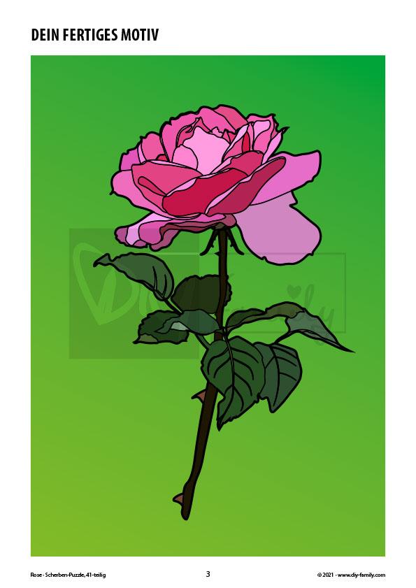 Rose – Scherben-Puzzle zum Ausdrucken und Ausschneiden