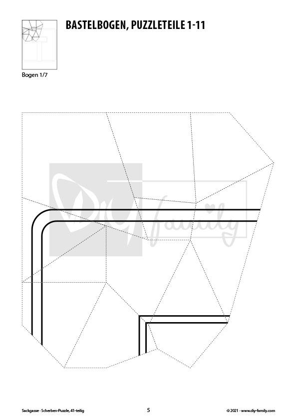 Sackgasse – Scherben-Puzzle zum Ausdrucken, Ausschneiden und Ausmalen
