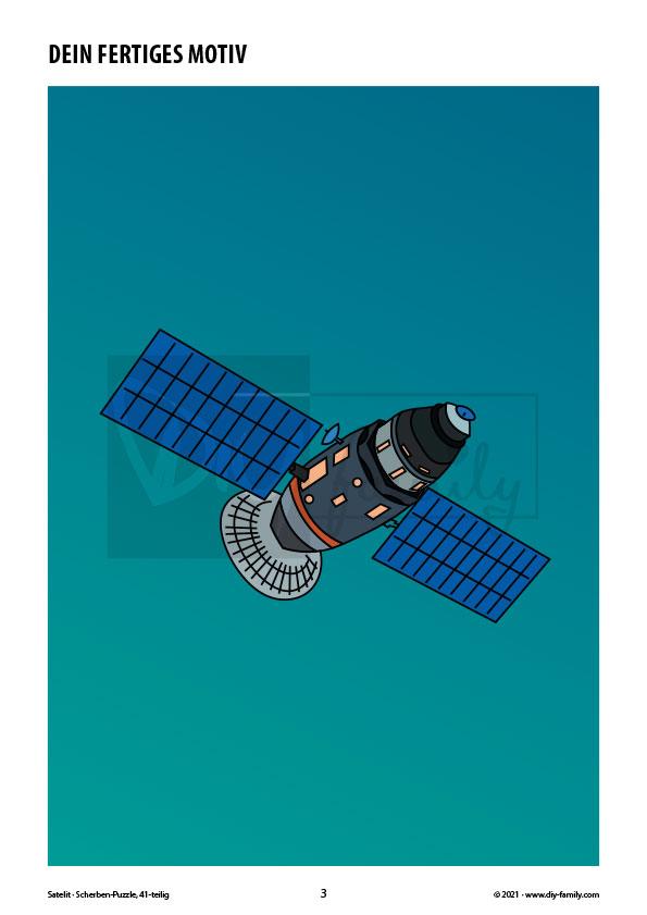 Satelit – Scherben-Puzzle zum Ausdrucken, Ausschneiden und Ausmalen