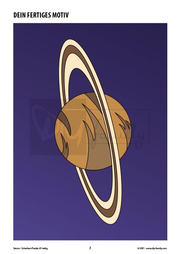 Saturn – Scherben-Puzzle zum Ausdrucken, Ausschneiden und Ausmalen