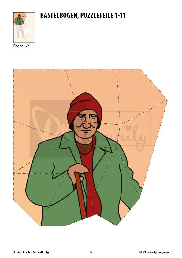 Schäfer – Scherben-Puzzle zum Ausdrucken und Ausschneiden