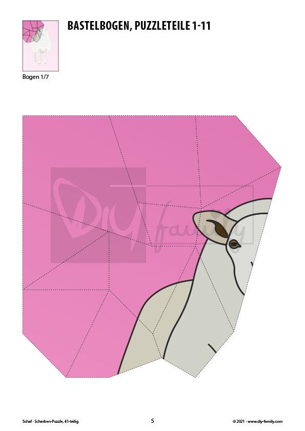 Schaf – Scherben-Puzzle zum Ausdrucken und Ausschneiden