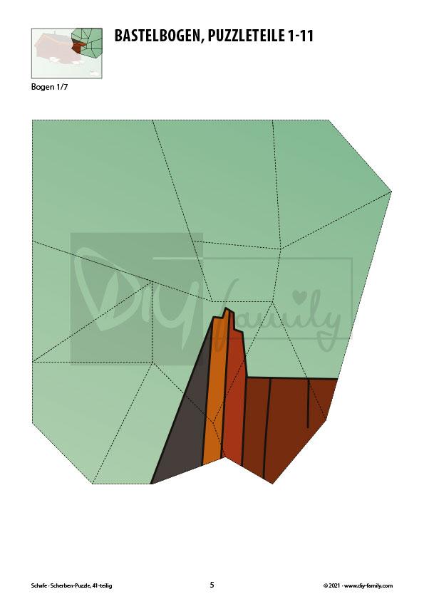 Schafe – Scherben-Puzzle zum Ausdrucken und Ausschneiden