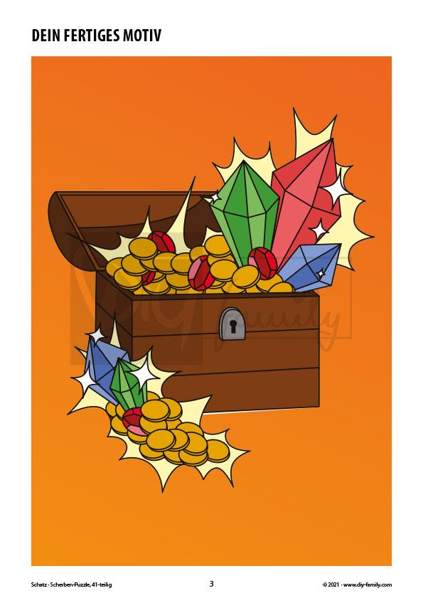 Schatz – Scherben-Puzzle zum Ausdrucken, Ausschneiden und Ausmalen