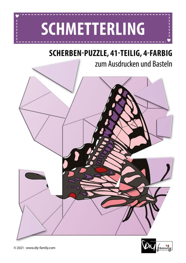 Schmetterling – Scherben-Puzzle zum Ausdrucken und Ausschneiden
