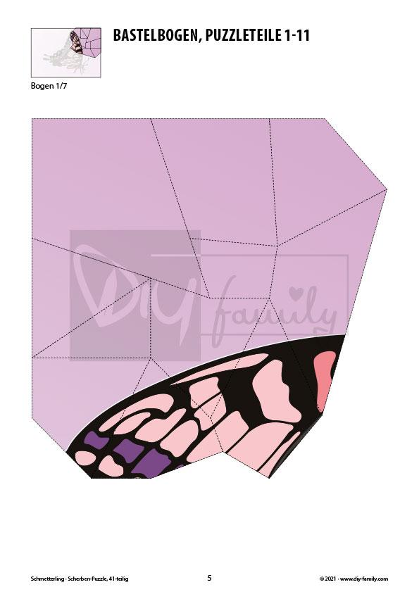 Schmetterling – Scherben-Puzzle zum Ausdrucken und Ausschneiden